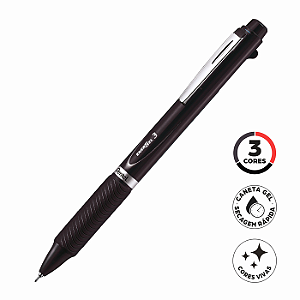 Caneta Gel Energel 3 Multicor (Azul, Preta e Vermelha) 0.5mm - Pentel