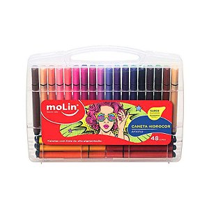 Caneta Hidrocor Artística Maleta c/ 48 Cores - Molin