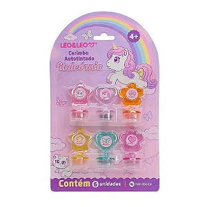Kit 6 Carimbos Autotintados Unicórnio Infantil - Leo&leo