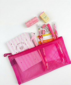 Kit Papelaria Fofa Bag Criativa Rosa - 10 Itens