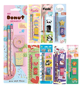 Kit Escolar Papelaria Fofa 32 Itens (Lápis/Borracha/Apontador)