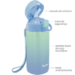 Garrafinha Térmica Verde e Lilás – Mantém a Bebida Quente ou Fria