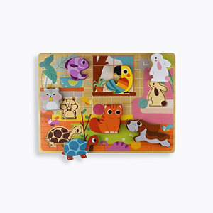 Tabuleiro de Encaixe Animais - Tooky Toy