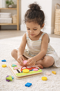 Brinquedo Educativo de Encaixe de Formas Geométricas 4 em 1 em Madeira | Coordenação e Raciocínio