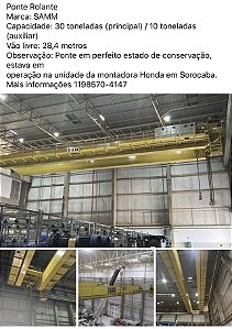Ponte Rolante Samm 30/10 toneladas 28,400 de vão