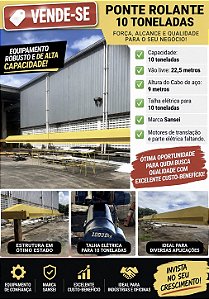 Ponte Rolante 10 toneladas 22,5 de vão