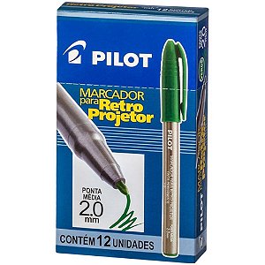 Caneta retroprojetor 2.0mm marcador verde - pilot (cx.c/12)
