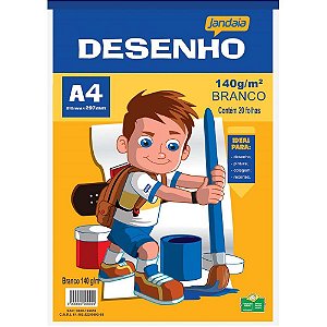 Bloco tecnico sem margem desenho a4 140 g 20 fls branco - jandaia (pct.c/10)