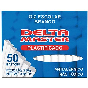 Giz escolar plastificado branco 30cxsx50un. - delta (caixa)