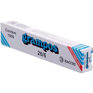 Grampo para grampeador 26/6 cobreado 1000 grampos - bacchi (pct.c/10)
