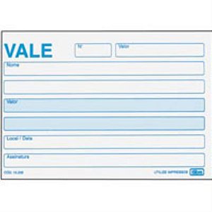 Impresso vale 100 folhas sem canhoto - tilibra (pct.c/20)