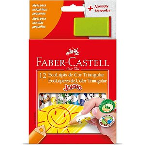 Lapis de cor jumbo ecolapis 12 cores decorado - faber-castell (pct.c/06)