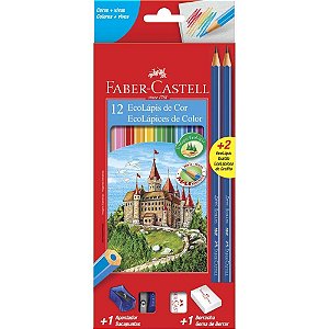 Lapis de cor sextavado ecolapis 12 cores c/kit - faber-castell (pct.c/12)