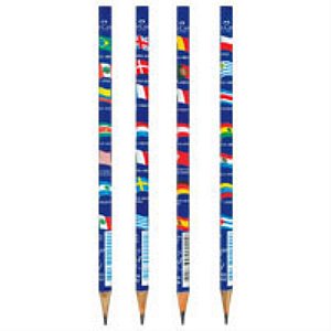 Lapis preto redondo decorado ecolapis bandeira fantasia - faber-castell (cx.c/144)