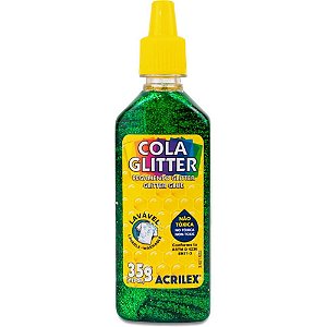 Cola com glitter tubo 35g. verde - acrilex (duzia)