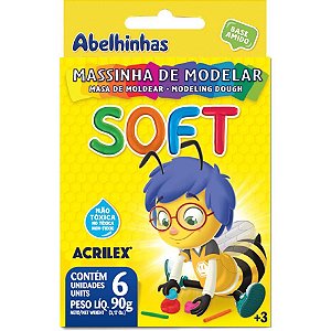 Massa para modelar soft c/06 cor.foscas bs.amido - acrilex (pct.c/12)