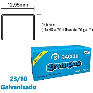 Grampo para grampeador 23/10 galvanizado 5000 grampos - bacchi (caixa)