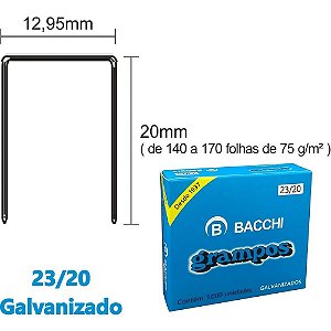 Grampo para grampeador 23/20 aco 1000 grampos - bacchi (caixa)