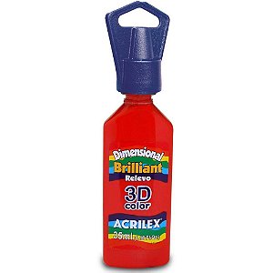 Tinta relevo dimensional brilhante vermelho fogo 35ml - acrilex (pct.c/06)