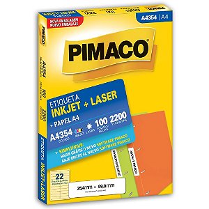Etiqueta a4 a4354 100 fls 25,4 x 99,0 mm - pimaco (cx.c/2200)