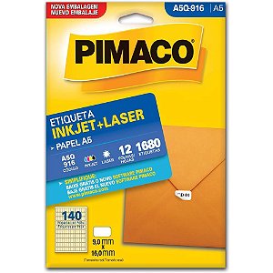 Etiqueta a5 a5q-916 12 fls 9,0 x 16,0 mm - pimaco (ct.c/1680)
