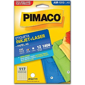 Etiqueta a5 a5r-1313 redonda 12 fls 13,0mm - pimaco (ct.c/1404)