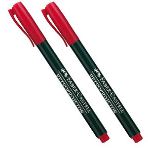 Caneta retroprojetor 1.0mm media vermelha - faber-castell (cx.c/12)