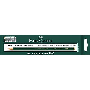 Lapis preto tecnico 9000 6b preto esc/extra macio - faber-castell (cx.c/12)