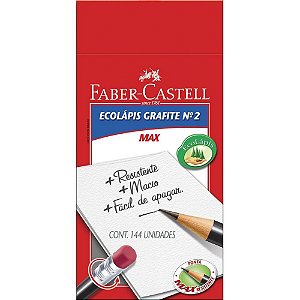 Lapis preto redondo ecolapis n.2b c/borracha - faber-castell (cx.c/144)