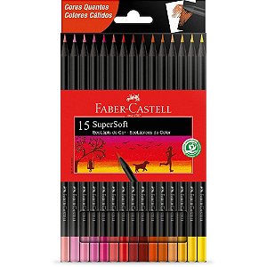 Lapis de cor redondo supersoft 15 cores quentes - faber-castell (pct.c/12)