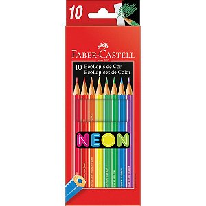 Lapis de cor sextavado ecolapis 10 cores neon - faber-castell (pct.c/12)