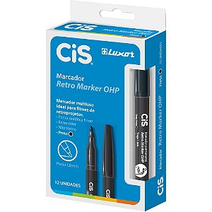 Caneta retroprojetor 1.0mm cis preto - sertic (cx.c/12)