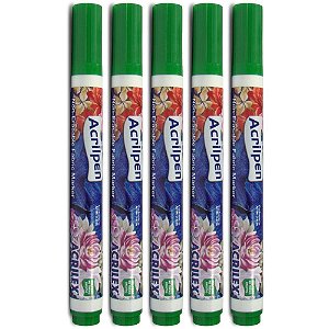 Caneta para tecido verde musgo acrilpen - acrilex (cx.c/12)