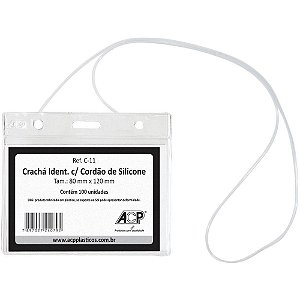 Cracha com cordao cristal c/cordao silicone 8x12 - acp (pct.c/100)