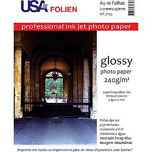 Papel fotografico inkjet a4 glossy 240g - usa folien (pct.c/10)
