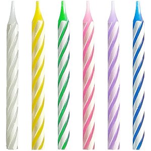 Vela para aniversario palitinho espiral colors 24un - make+ (cx.c/12)