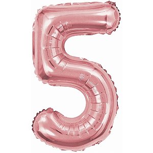 Balao metalizado numero 5 rose 40cm. - make+ (unidade)