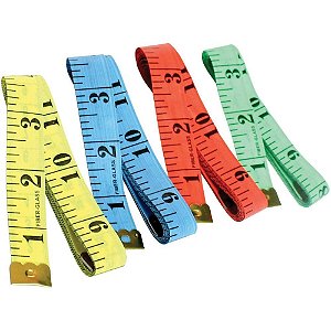 Fita metrica 2cm x 150cm cores sortidas - kit (cx.c/12)