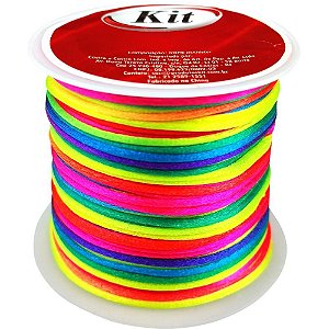 Cordao cetim 1mm multicolor 1 c/20m. - kit (rolo)