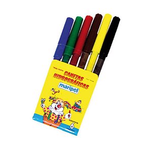 Caneta hidrografica 06 cores - maripel (pct.c/12)