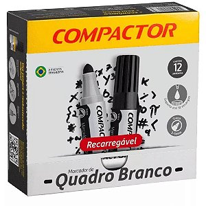 Pincel quadro branco qb recarregavel preto - compactor (cx.c/12)