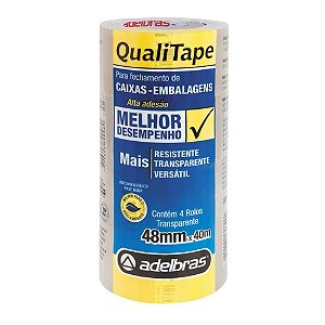Fita para empacotamento qualitape 48mmx40m. transpar. - adelbras (pct.c/04)