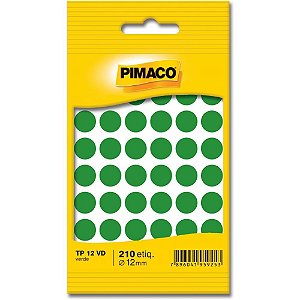 Etiqueta redonda tp-12 verde redonda 12 mm - pimaco (ct.c/210)