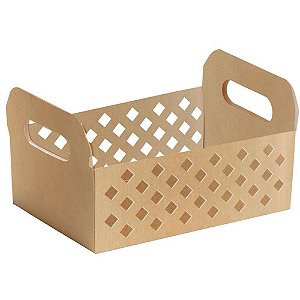 Cesta de papel caixote kraft p vazado 16x10cm - cromus (pct.c/10)