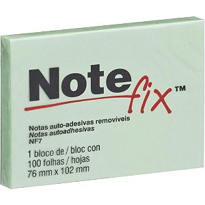 Bloco de recado autoadesivo notefix 100f.76mmx102mm verde - 3m (unidade)