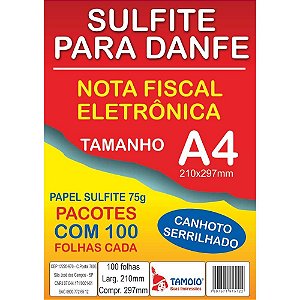 Papel sulfite a4 danfe c/serrilha 25pctx100fl - tamoio (cx.c/2500)