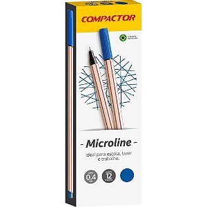 Caneta com ponta porosa microline 0,4mm azul escuro - compactor (cx.c/12)
