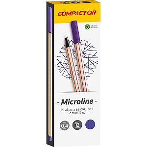 Caneta com ponta porosa microline 0,4mm violeta - compactor (cx.c/12)
