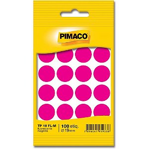 Etiqueta redonda tp-19 magenta fluor 19mm - pimaco (ct.c/100)