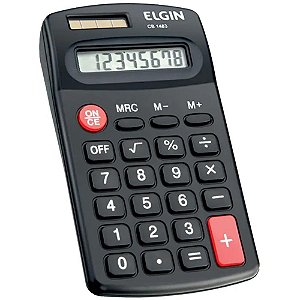 Calculadora de bolso 8 dig. solar/pilha aa preta - elgin (unidade)